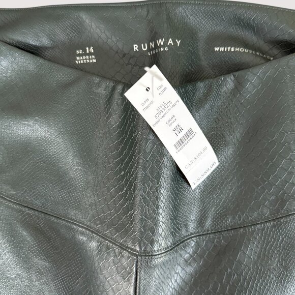 White House Black‎ Market Vegan Leather Leggings Spruce Green Size 14R NWT - Picture 3 of 8